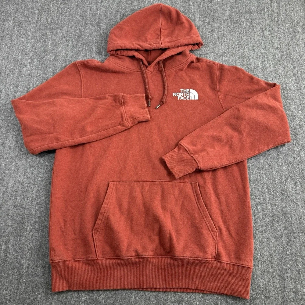 The North Face Men's M Hoodie Red Back Box Logo Never Stop Exploring Pullover
